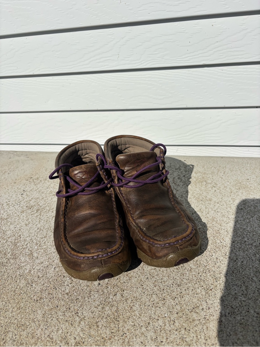 Twisted X Brown Leather Moccasin Boots with Purple Accents